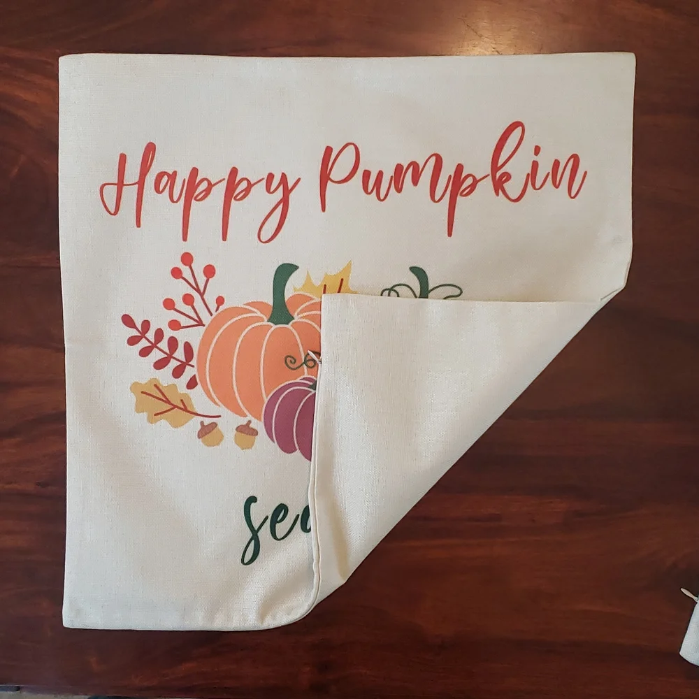 Fall Thanksgiving Pumpkin Season Linen Pillow Cover 18x18